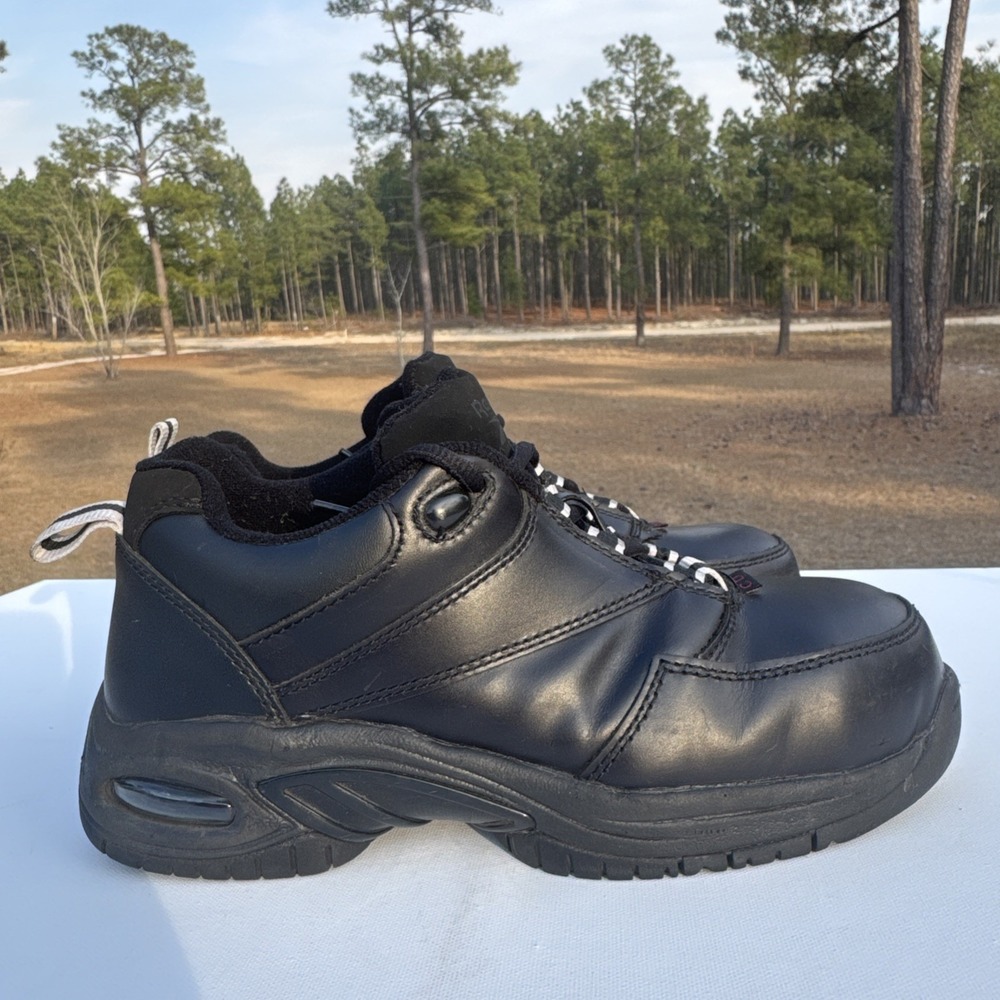 Reebok Tyak Shoes Women's‎ 6.5W Black Composite Toe Work Leather Sneaker Lace up